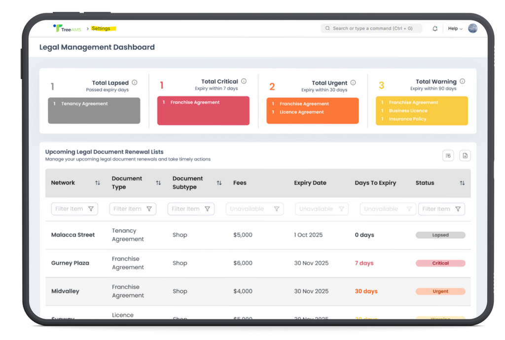 Legal Document Management Dashboard